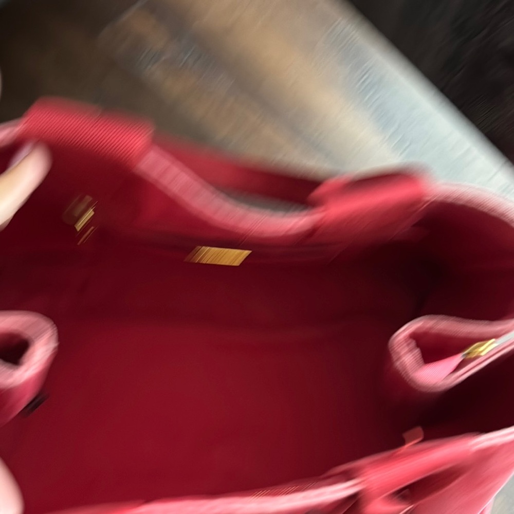 Prada Canapa Pre Owned Red Tote Canvas Bag Logo and Structured Design.Code 194/A - Picture 12 of 17